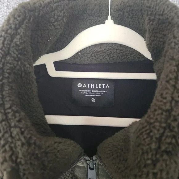 Athleta 100% Polyester Tugga Coat Olive Green Full Zipper Long Sleeve Size XL - Picture 4 of 10